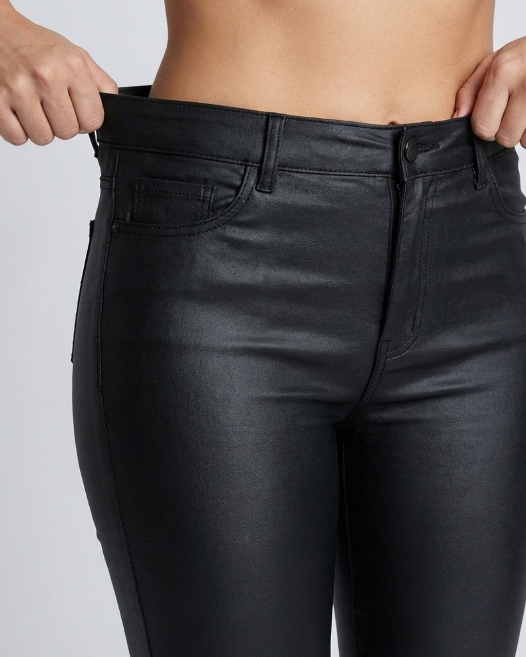 Slim Fit Leather Pants Nero - Notorious