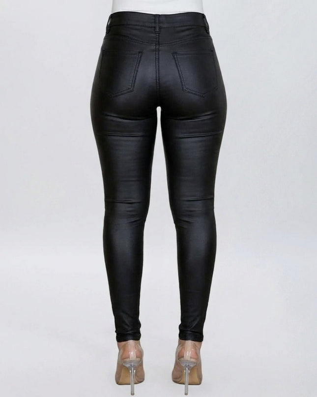 Slim Fit Leather Pants Nero - Notorious