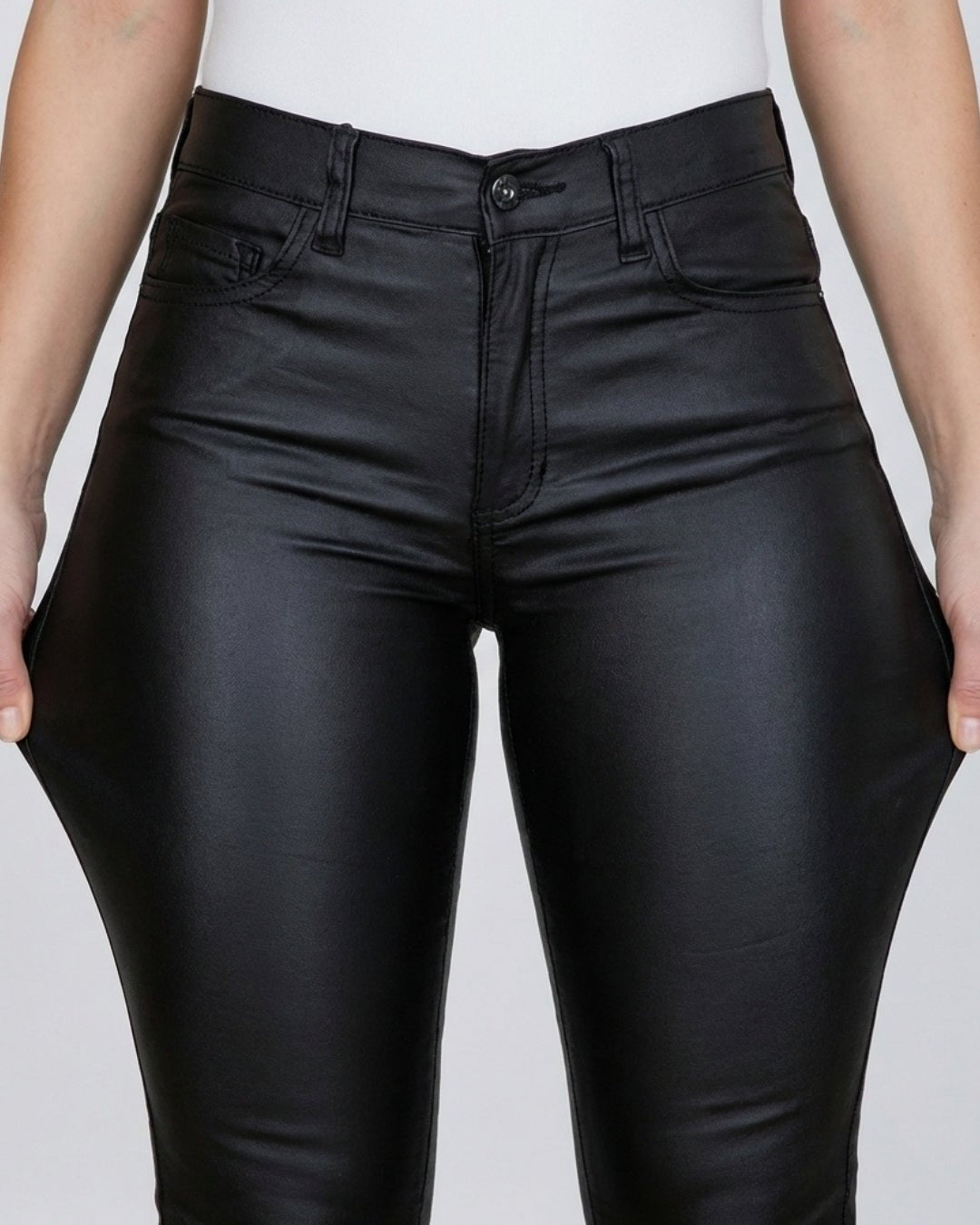 Slim Fit Leather Pants Nero - Notorious