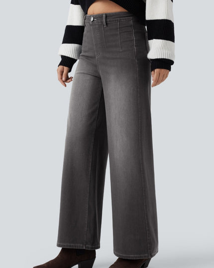 Wide Leg Casual Jeans Grigio Scuro - Notorious