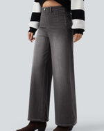 Wide Leg Casual Jeans Grigio Scuro - Notorious