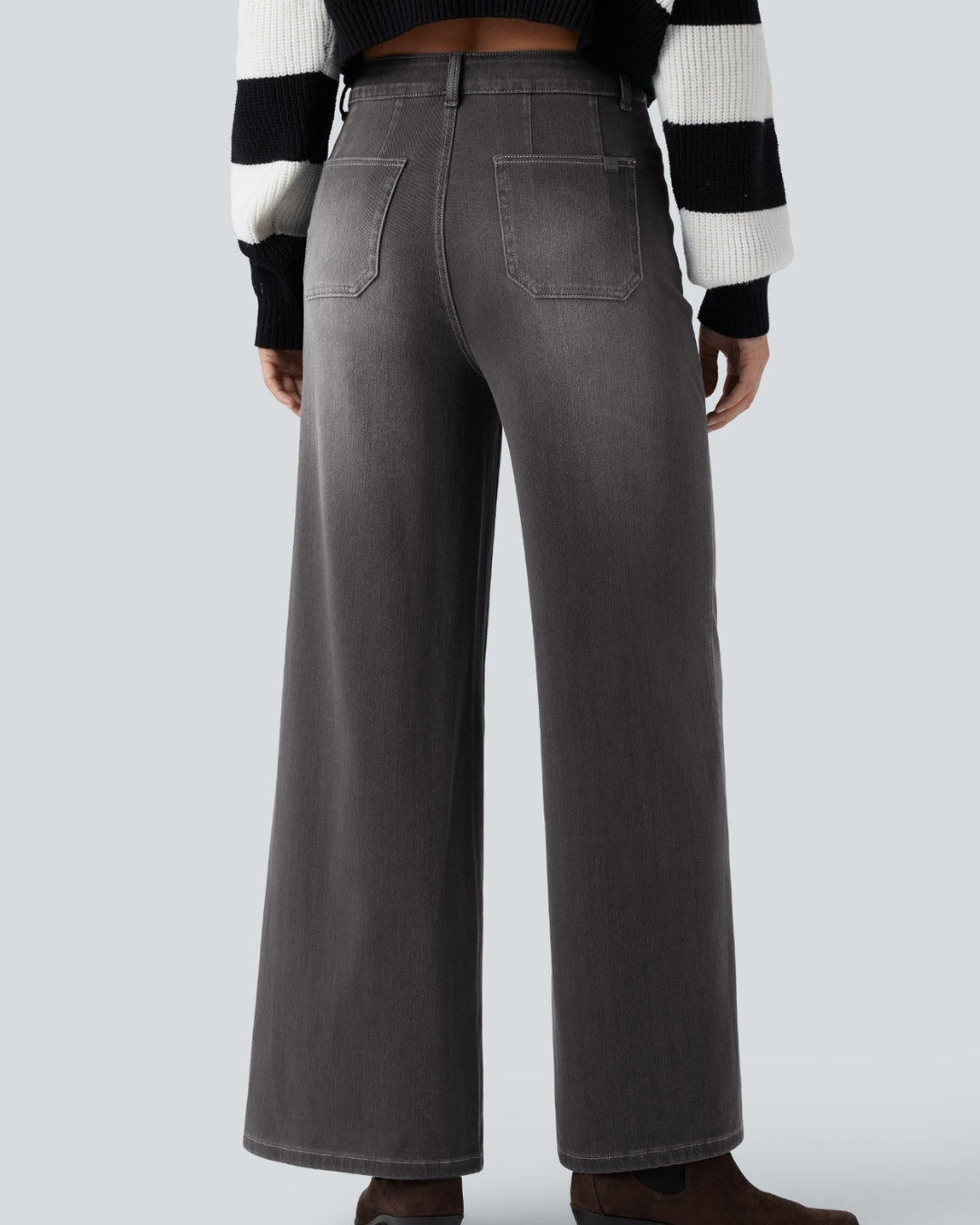 Wide Leg Casual Jeans Grigio Scuro - Notorious