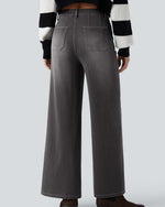 Wide Leg Casual Jeans Grigio Scuro - Notorious