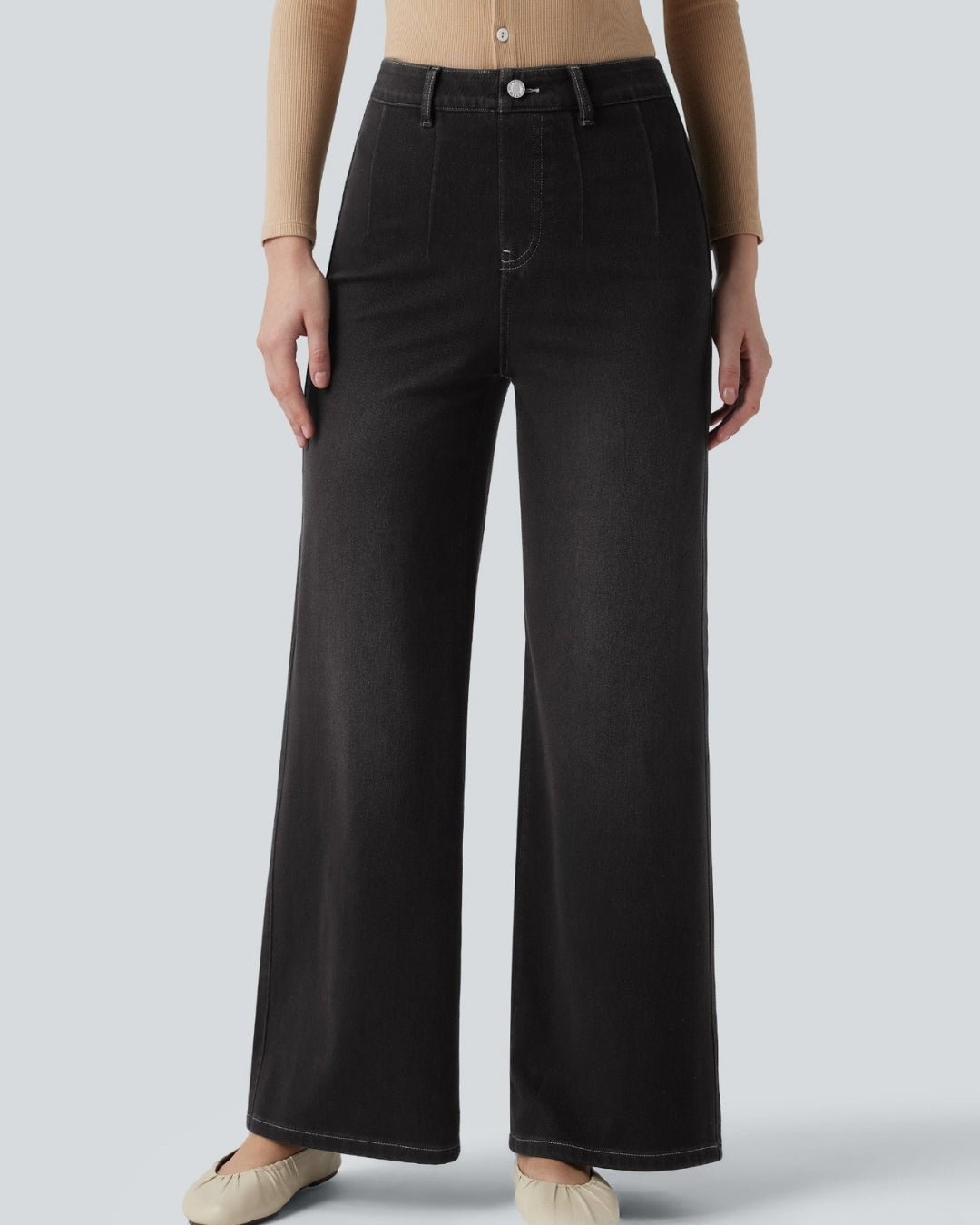 Wide Leg Casual Jeans Nero - Notorious