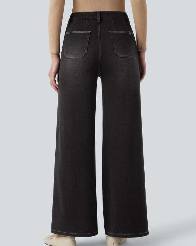 Wide Leg Casual Jeans Nero - Notorious