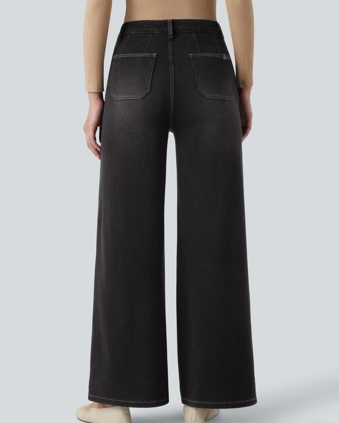 Wide Leg Casual Jeans Nero - Notorious