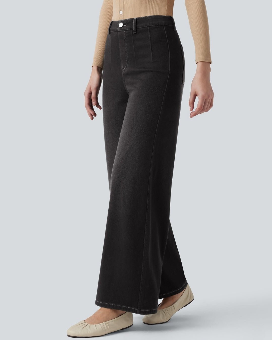 Wide Leg Casual Jeans Nero - Notorious